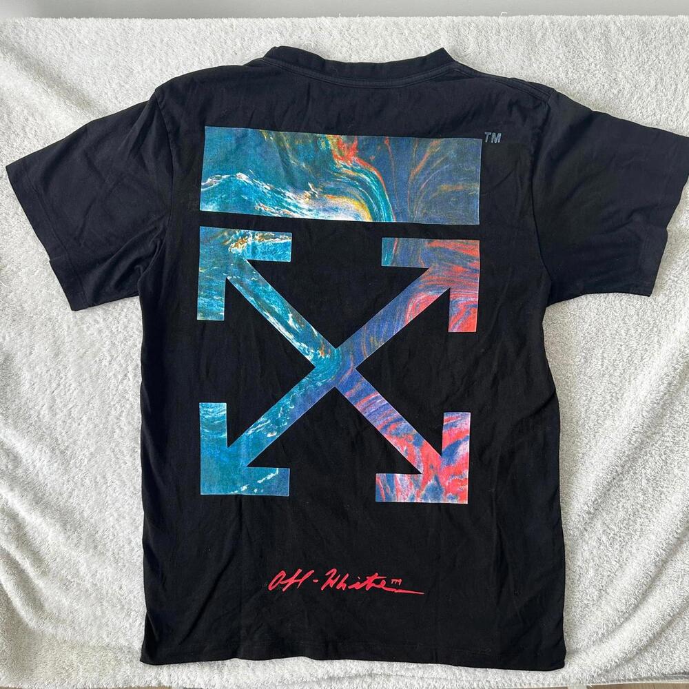 Off-White 2019  Black Gradient Arrows Blue/Pink Graphic Print T-Shirt - M